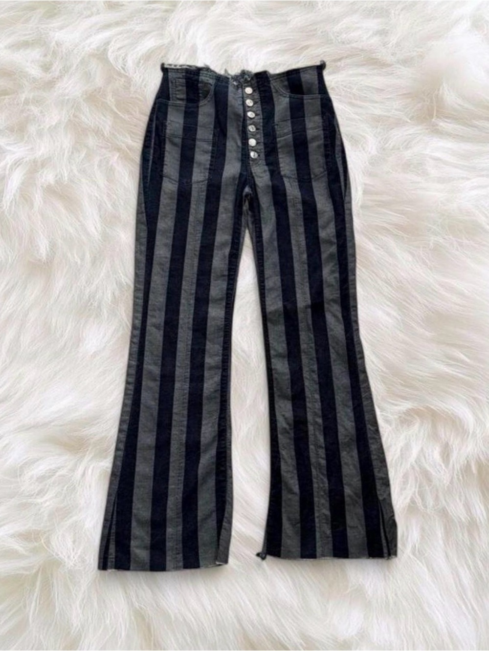 7 For All Mankind Vertical Stripe Flare Jeans